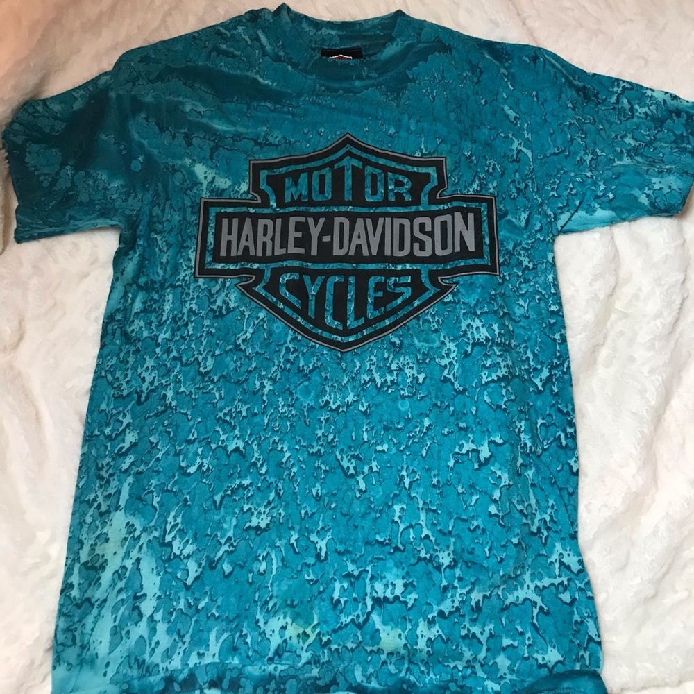 Harley Davidson Turquoise Tee Shirt Size Medium